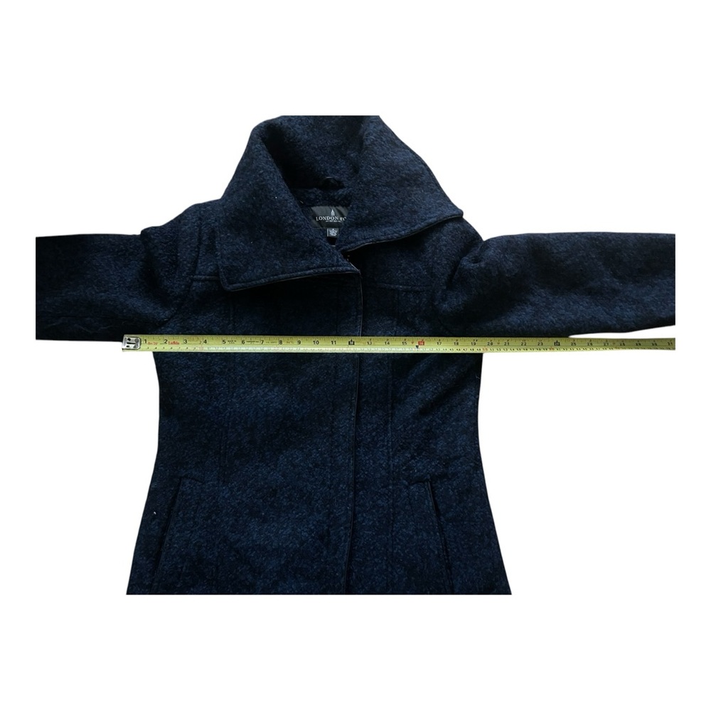 London Fog women’s winter wool like pea coat full zip Size 8 Blue and Black dots - Picture 10 of 12